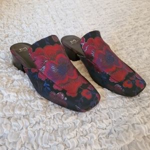 Marc Fisher Black Floral Lailey Mules | Size 8½